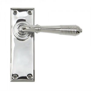 Reeded Lever Door Handle on Various Backplates